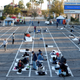 A painted grid in the parking lot of Cashman Center in Las Vegas, Nevada.